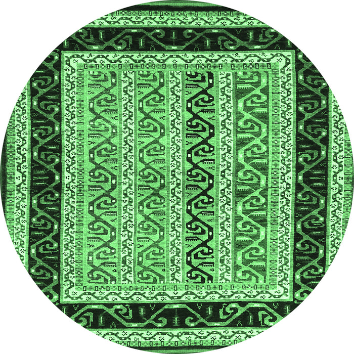 Round Abstract Emerald Green Contemporary Rug, con3092emgrn