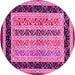 Round Machine Washable Abstract Pink Contemporary Rug, wshcon3092pnk