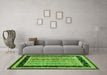 Machine Washable Abstract Green Contemporary Area Rugs in a Living Room,, wshcon3092grn