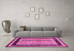 Machine Washable Abstract Pink Contemporary Rug in a Living Room, wshcon3092pnk