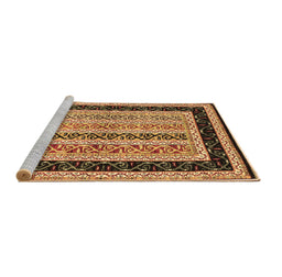 Sideview of Machine Washable Abstract Brown Contemporary Rug, wshcon3092brn
