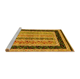 Sideview of Machine Washable Abstract Yellow Contemporary Rug, wshcon3092yw