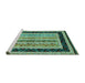 Sideview of Machine Washable Abstract Turquoise Contemporary Area Rugs, wshcon3092turq