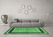 Machine Washable Abstract Emerald Green Contemporary Area Rugs in a Living Room,, wshcon3092emgrn