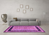 Machine Washable Abstract Purple Contemporary Rug, wshcon3092pur