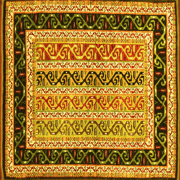 Square Abstract Yellow Contemporary Rug, con3092yw