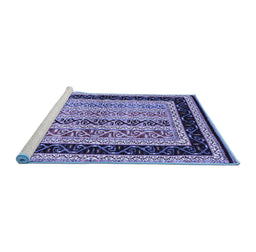 Sideview of Machine Washable Abstract Blue Contemporary Rug, wshcon3092blu