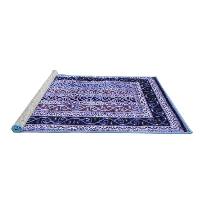 Sideview of Machine Washable Abstract Blue Contemporary Rug, wshcon3092blu