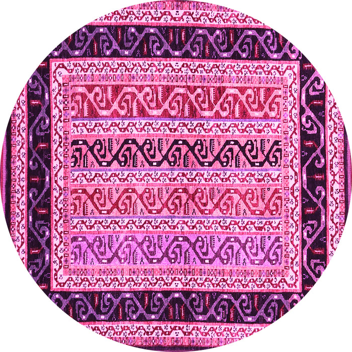 Round Abstract Pink Contemporary Rug, con3092pnk
