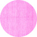 Round Machine Washable Solid Pink Modern Rug, wshcon309pnk