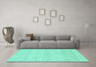 Machine Washable Solid Turquoise Modern Area Rugs in a Living Room,, wshcon309turq