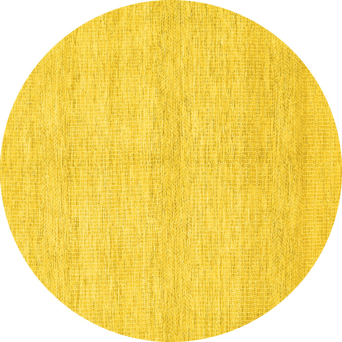 Round Machine Washable Solid Yellow Modern Rug, wshcon309yw