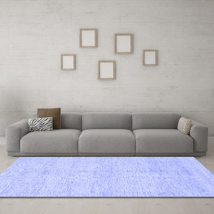 Machine Washable Solid Blue Modern Rug in a Living Room, wshcon309blu