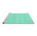 Sideview of Machine Washable Solid Turquoise Modern Area Rugs, wshcon309turq