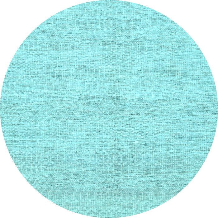 Round Machine Washable Solid Light Blue Modern Rug, wshcon309lblu
