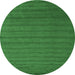 Round Machine Washable Abstract Emerald Green Contemporary Area Rugs, wshcon30emgrn
