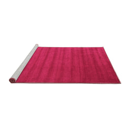 Sideview of Machine Washable Abstract Pink Contemporary Rug, wshcon30pnk