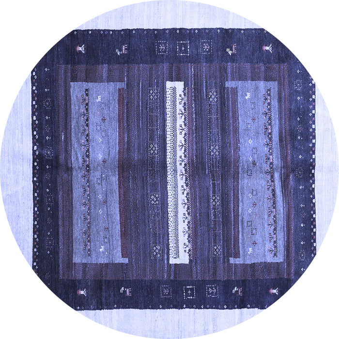 Round Abstract Blue Contemporary Rug, con310blu