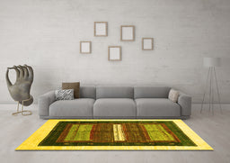 Machine Washable Abstract Yellow Contemporary Rug in a Living Room, wshcon310yw