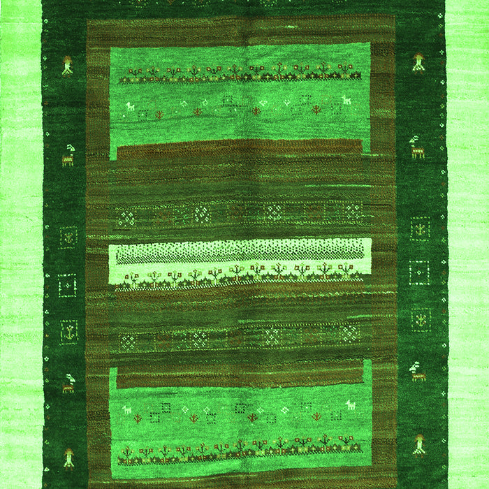 Serging Thickness of Machine Washable Abstract Green Contemporary Area Rugs, wshcon310grn