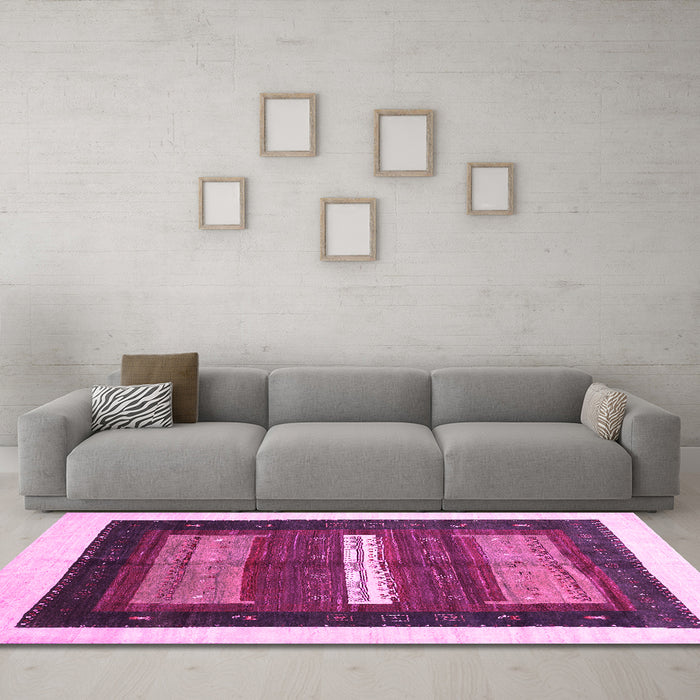 Machine Washable Abstract Pink Contemporary Rug in a Living Room, wshcon310pnk
