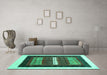 Machine Washable Abstract Turquoise Contemporary Area Rugs in a Living Room,, wshcon310turq