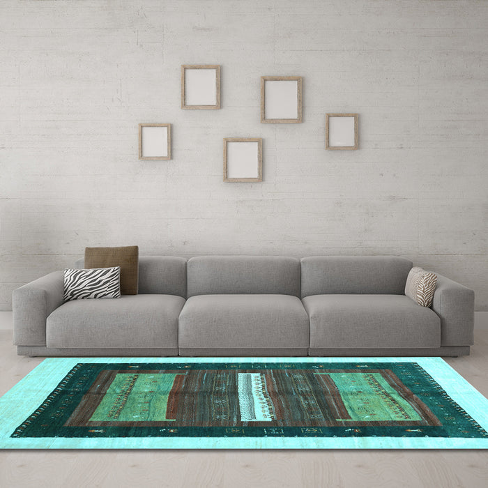 Machine Washable Abstract Light Blue Contemporary Rug in a Living Room, wshcon310lblu