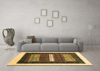 Machine Washable Abstract Brown Contemporary Rug, wshcon310brn