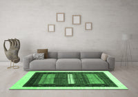 Machine Washable Abstract Emerald Green Contemporary Rug, wshcon310emgrn