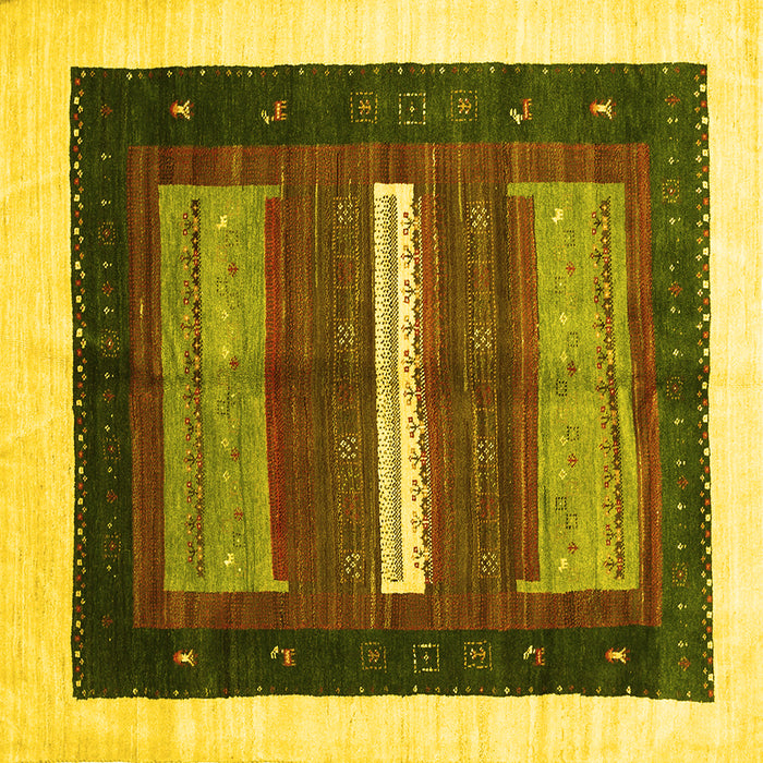 Square Abstract Yellow Contemporary Rug, con310yw