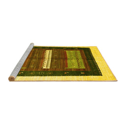 Sideview of Machine Washable Abstract Yellow Contemporary Rug, wshcon310yw