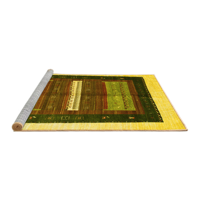 Sideview of Machine Washable Abstract Yellow Contemporary Rug, wshcon310yw