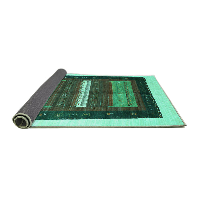 Sideview of Abstract Turquoise Contemporary Rug, con310turq