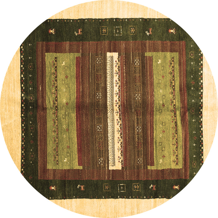 Round Abstract Brown Contemporary Rug, con310brn