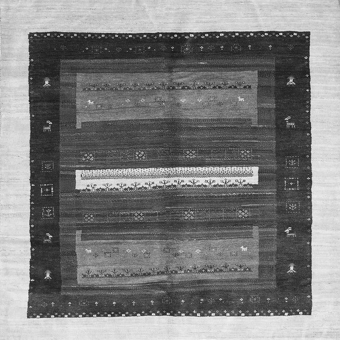 Round Machine Washable Abstract Gray Contemporary Rug, wshcon310gry