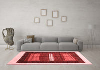 Machine Washable Abstract Red Contemporary Rug, wshcon310red