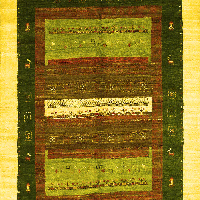 Machine Washable Abstract Yellow Contemporary Rug, wshcon310yw