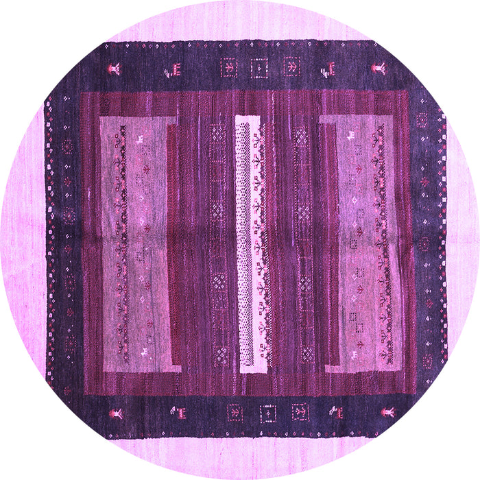 Round Abstract Purple Contemporary Rug, con310pur