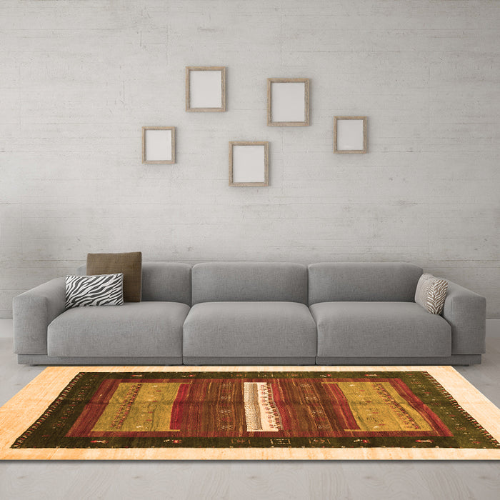 Machine Washable Abstract Orange Contemporary Area Rugs in a Living Room, wshcon310org