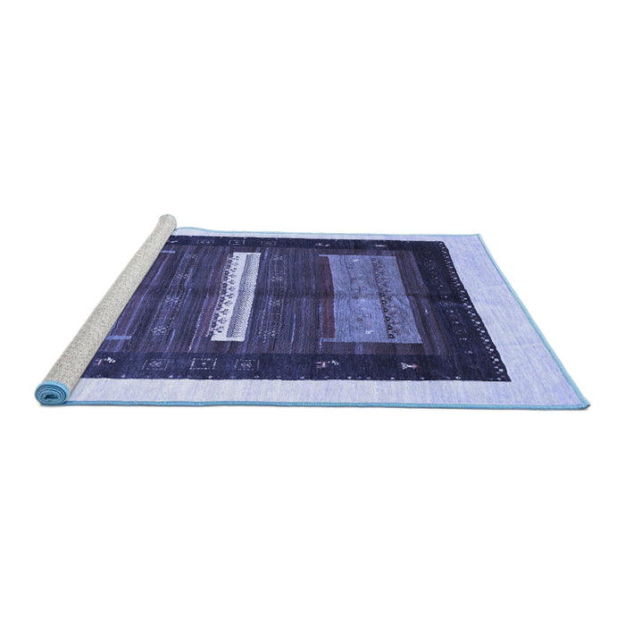 Sideview of Machine Washable Abstract Blue Contemporary Rug, wshcon310blu