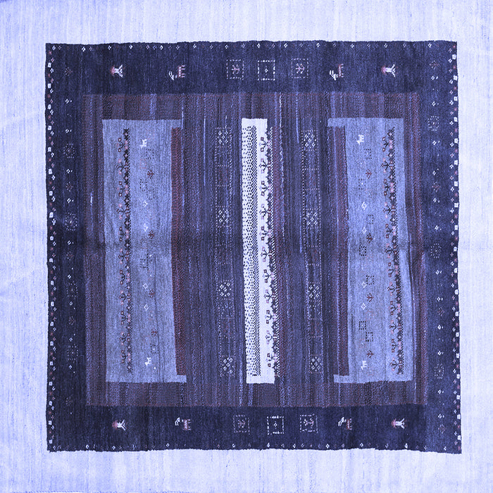 Square Abstract Blue Contemporary Rug, con310blu