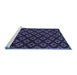 Sideview of Machine Washable Abstract Blue Contemporary Rug, wshcon311blu