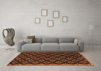 Machine Washable Abstract Brown Contemporary Rug, wshcon311brn