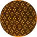 Round Abstract Yellow Contemporary Rug, con311yw