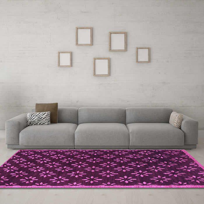 Machine Washable Abstract Purple Contemporary Area Rugs in a Living Room, wshcon311pur