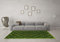 Machine Washable Abstract Green Contemporary Rug, wshcon311grn