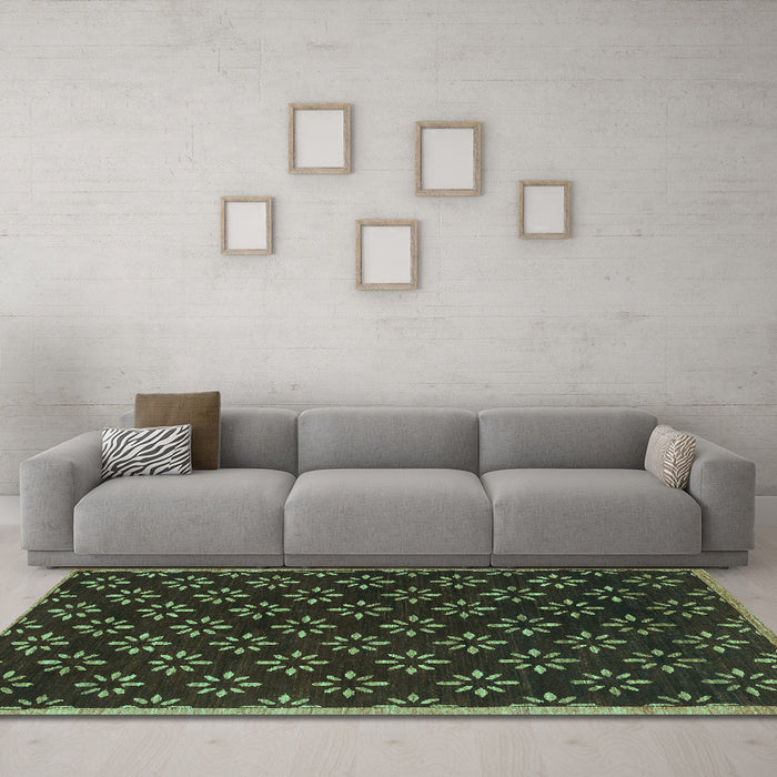 Machine Washable Abstract Turquoise Contemporary Area Rugs in a Living Room,, wshcon311turq
