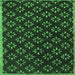 Square Machine Washable Abstract Emerald Green Contemporary Area Rugs, wshcon311emgrn