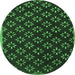 Round Abstract Emerald Green Contemporary Rug, con311emgrn