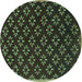 Round Abstract Turquoise Contemporary Rug, con311turq